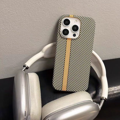 Minimalist Color-Block Carbon Fiber Pattern Phone Case