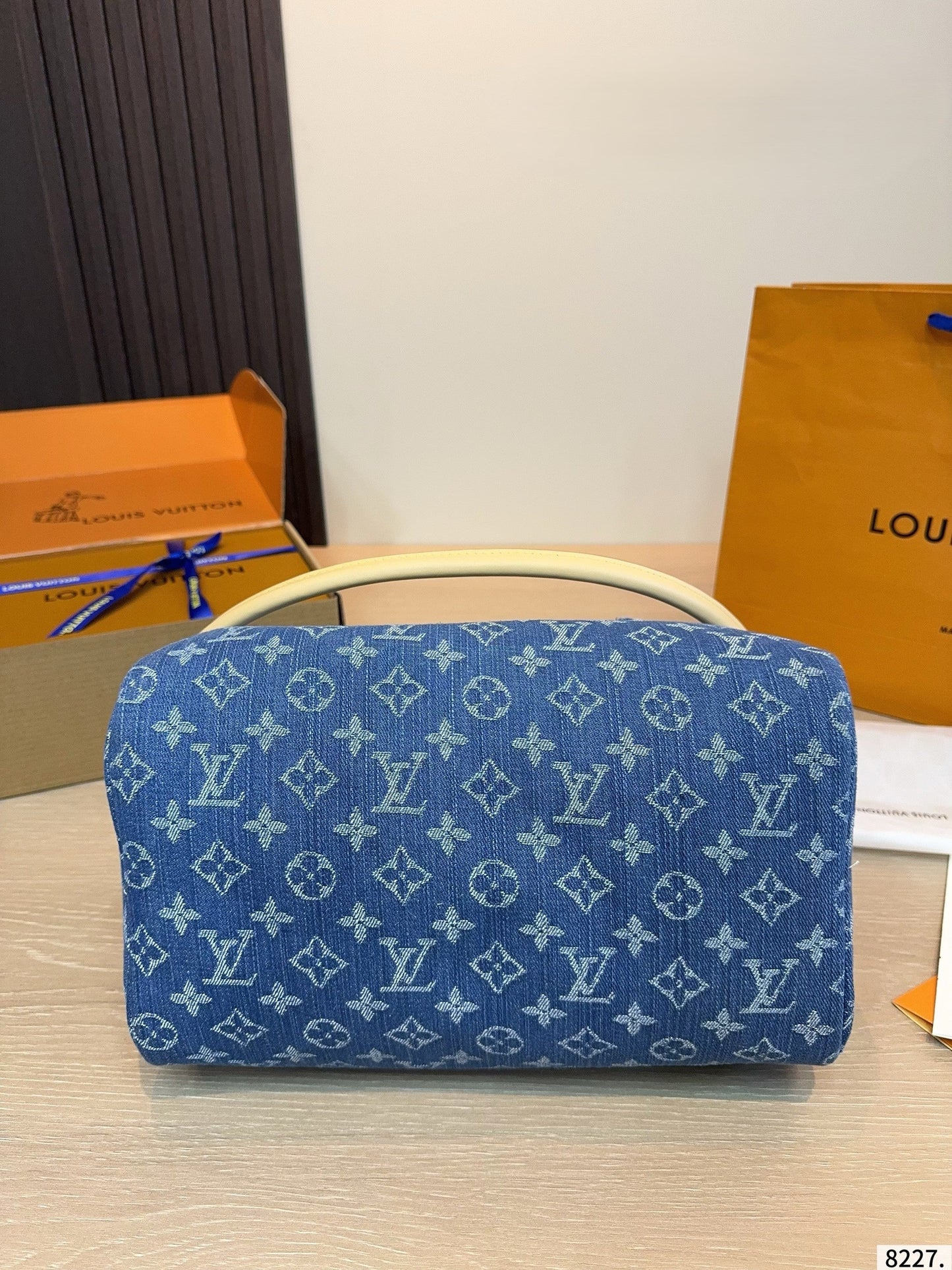 Denim Embossed Top-Handle & Crossbody Bag