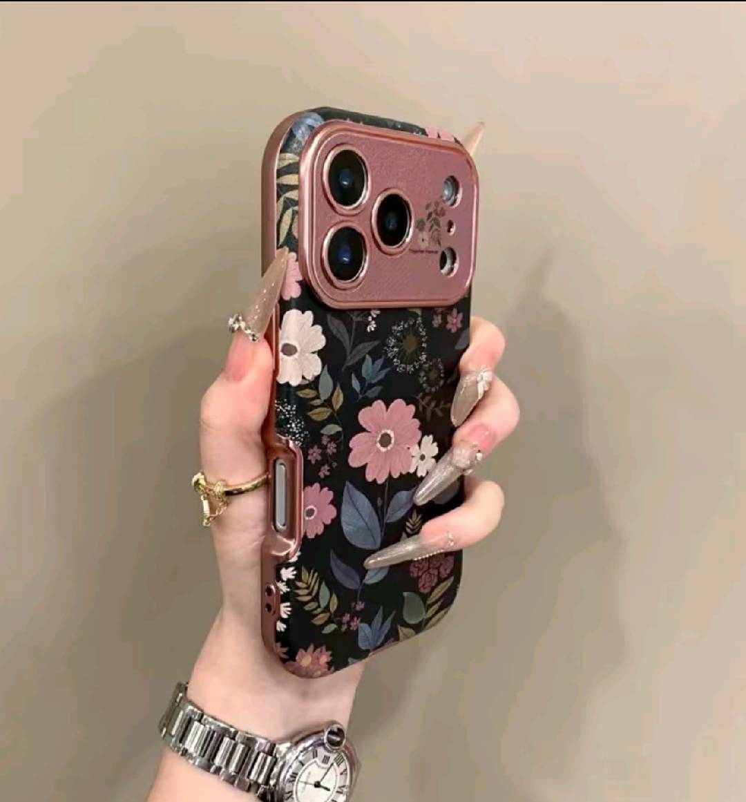 Stylish Dark Pink Floral Full-Cover Phone Case