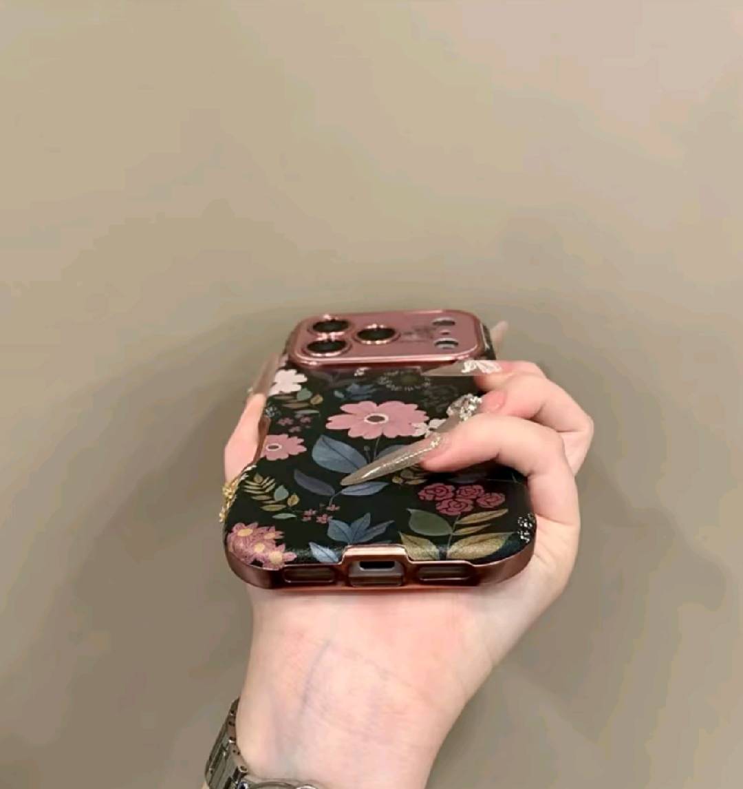 Stylish Dark Pink Floral Full-Cover Phone Case