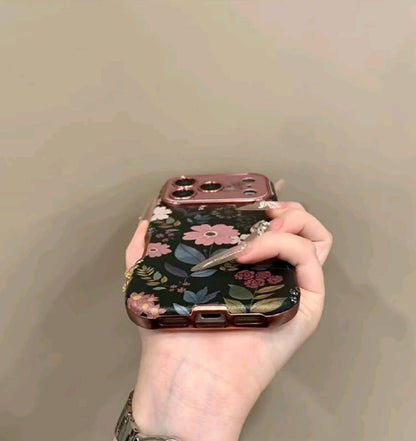 Stylish Dark Pink Floral Full-Cover Phone Case