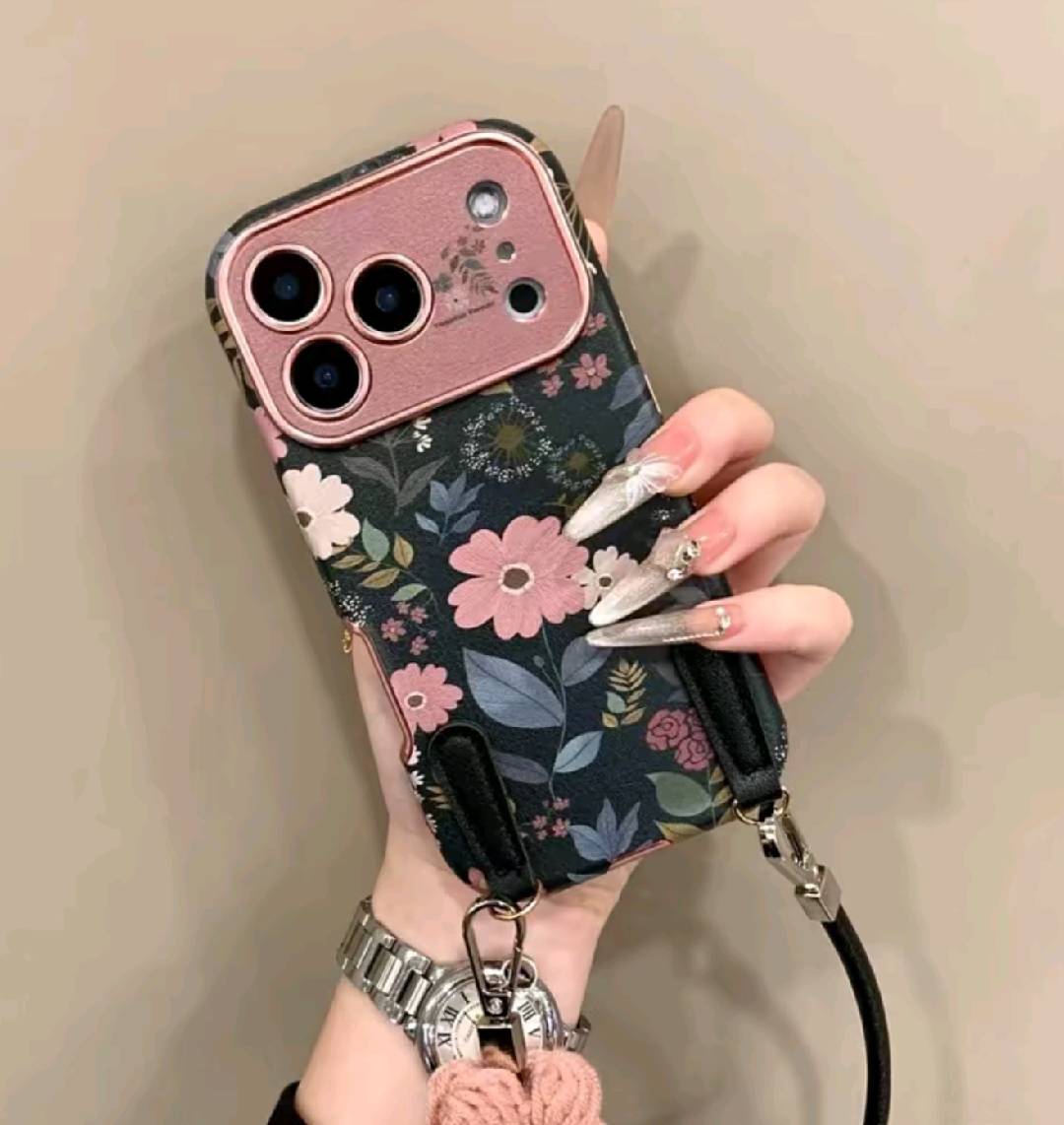 Stylish Dark Pink Floral Full-Cover Phone Case