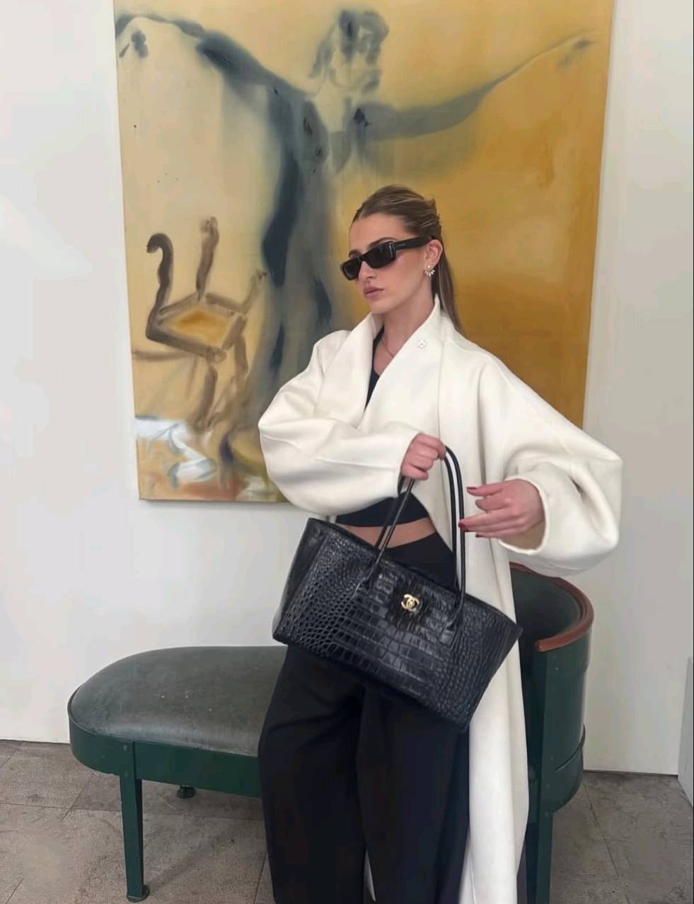 Luxury Full-Grain Leather Croc Embossed Large Capacity Work Tote