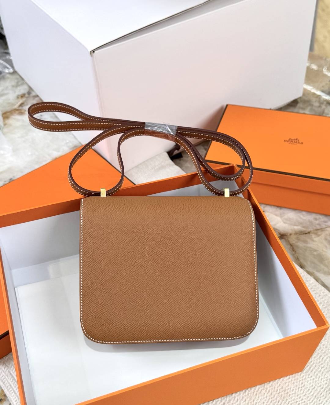 Luxury Top-Grain Leather H Lock Constance Crossbody Shoulder Bag