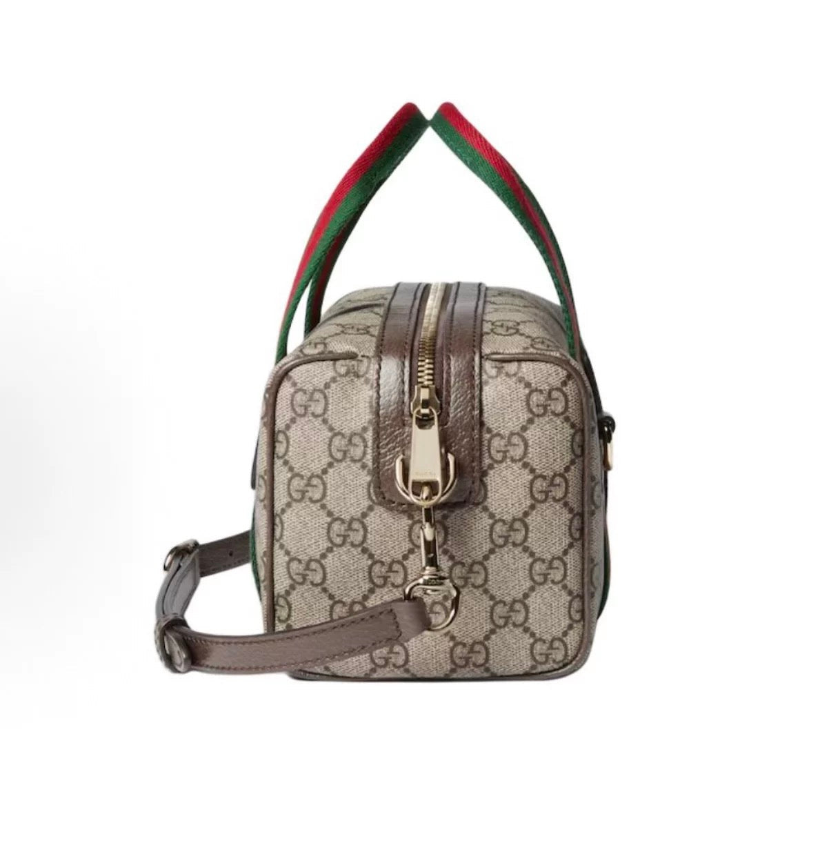 Vintage Print Mini Leather Boston Top Handle Bag