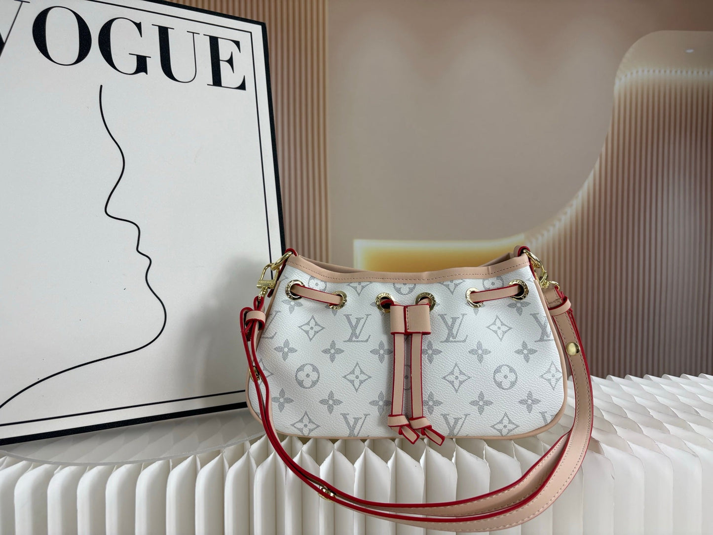Monogram Shoulder Bag | Adjustable Strap & Drawstring Closure