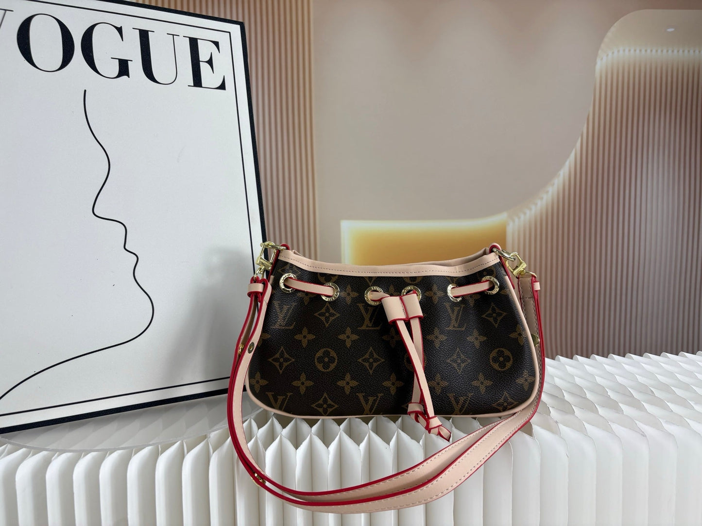 Monogram Shoulder Bag | Adjustable Strap & Drawstring Closure
