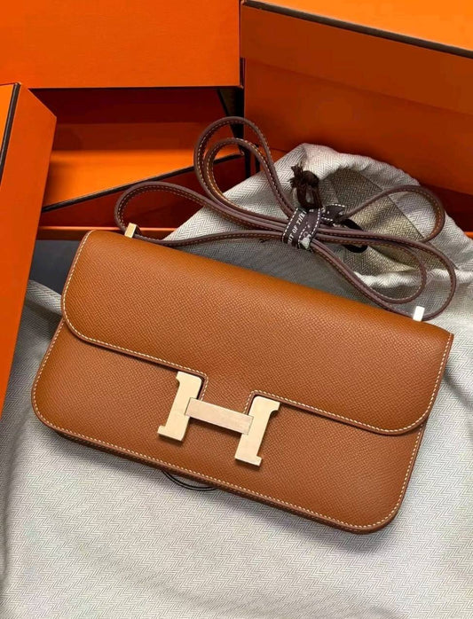 Luxury Top-Grain Leather H Lock Constance Crossbody Shoulder Bag