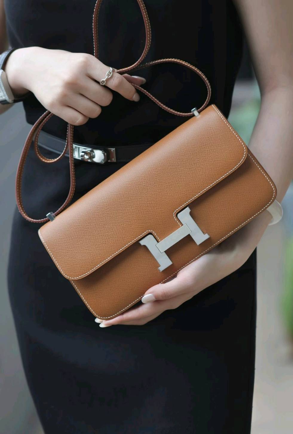 Luxury Top-Grain Leather H Lock Constance Crossbody Shoulder Bag