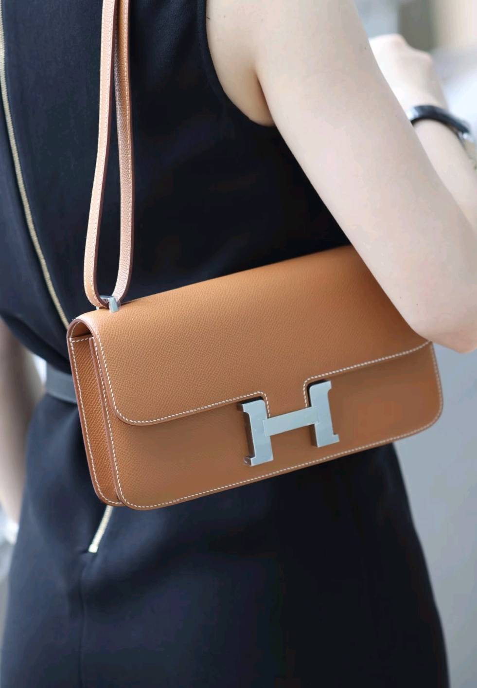 Luxury Top-Grain Leather H Lock Constance Crossbody Shoulder Bag