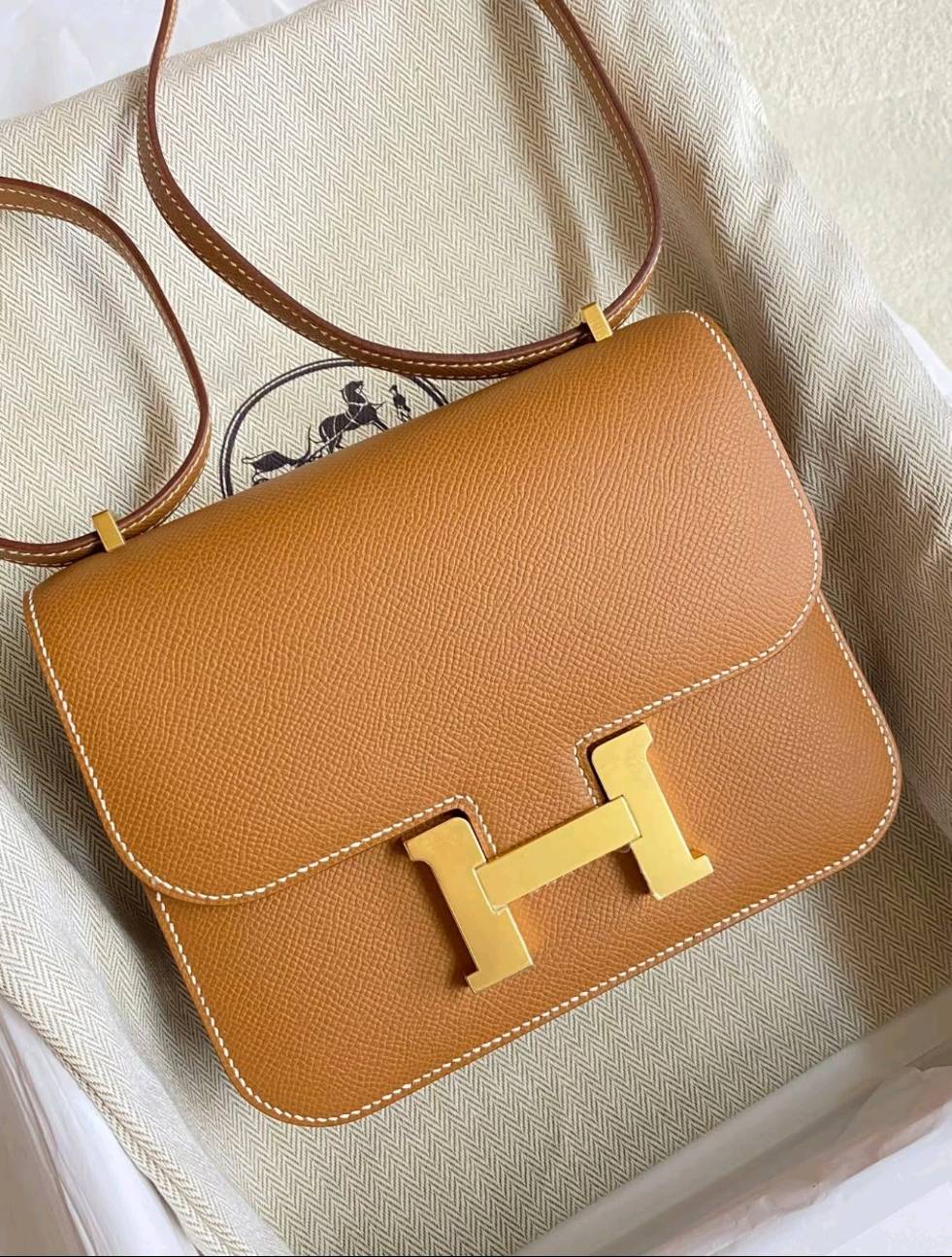 Luxury Top-Grain Leather H Lock Constance Crossbody Shoulder Bag