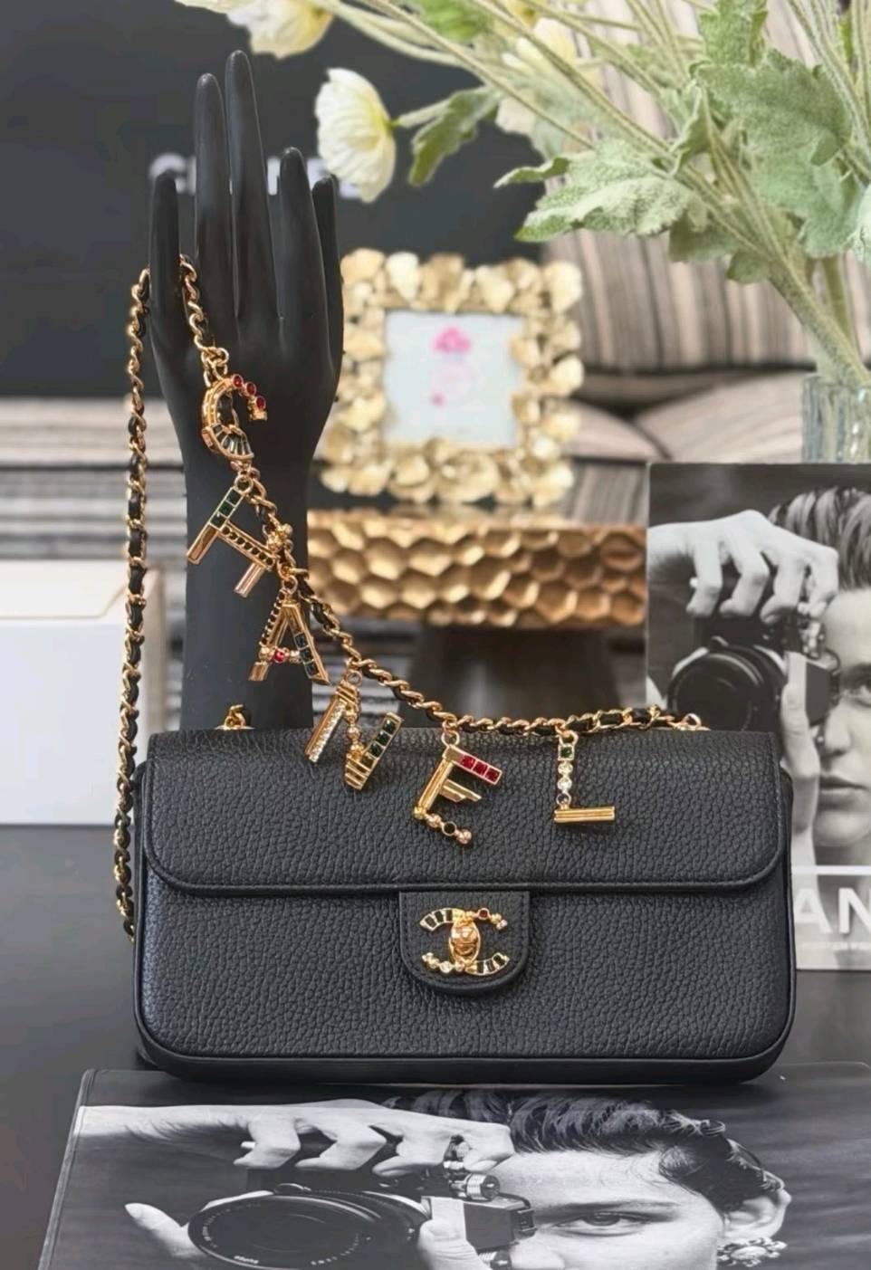 26A Atelier Series Letter‑Charm Chain Baguette Bag