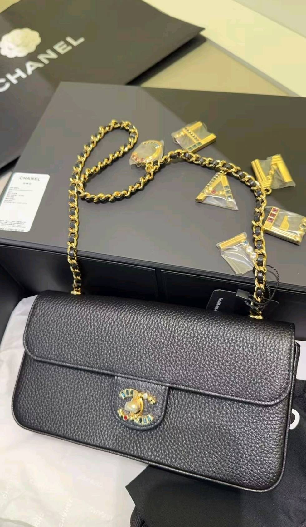 26A Atelier Series Letter‑Charm Chain Baguette Bag