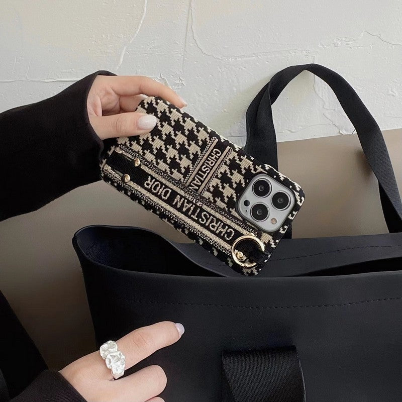 Μόδα θήκη για iPhone Houndstooth Wristband