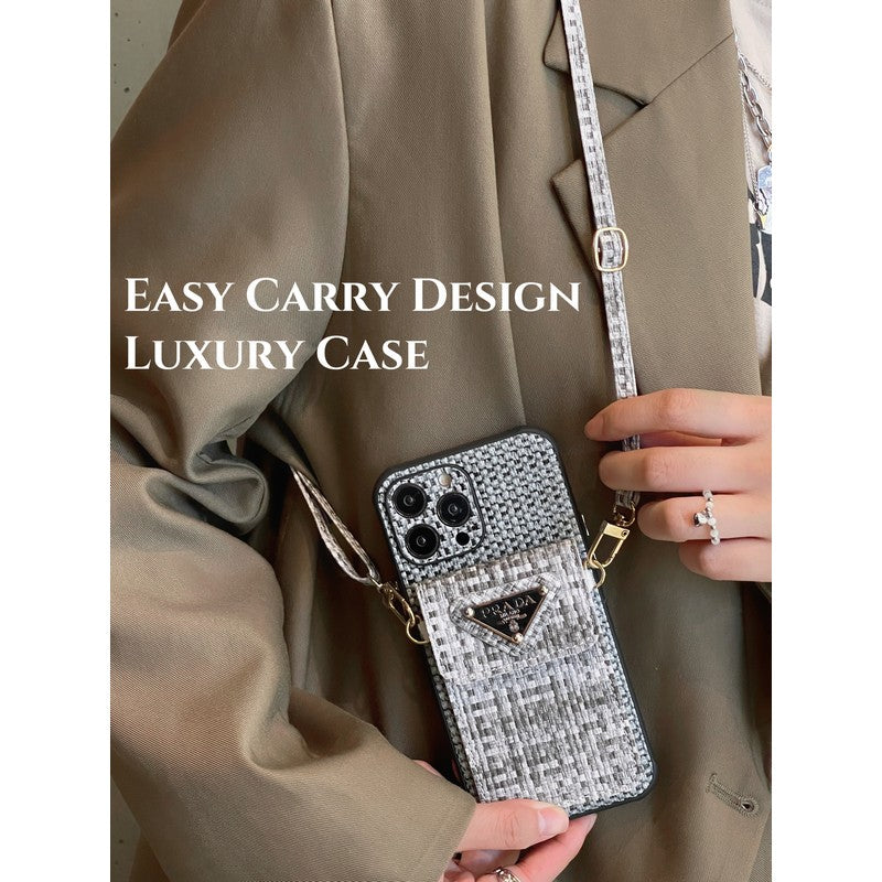 Luxury Weave Card Bag Crossbody iPhone Case