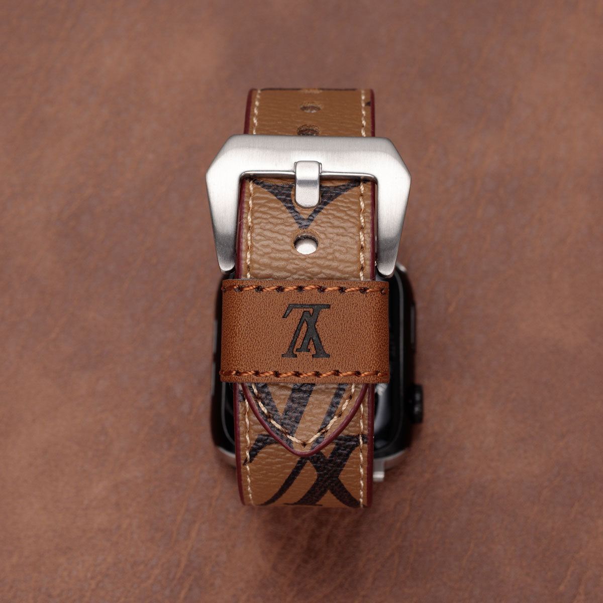 Apple-Watch-Armbänder aus Leder mit Monogramm