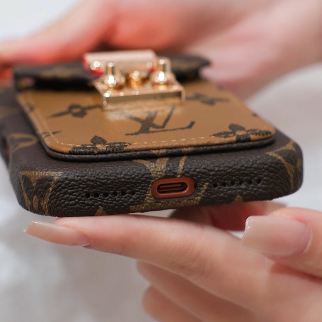 Luxury-Inspired Leather Card Pocket iPhone Case