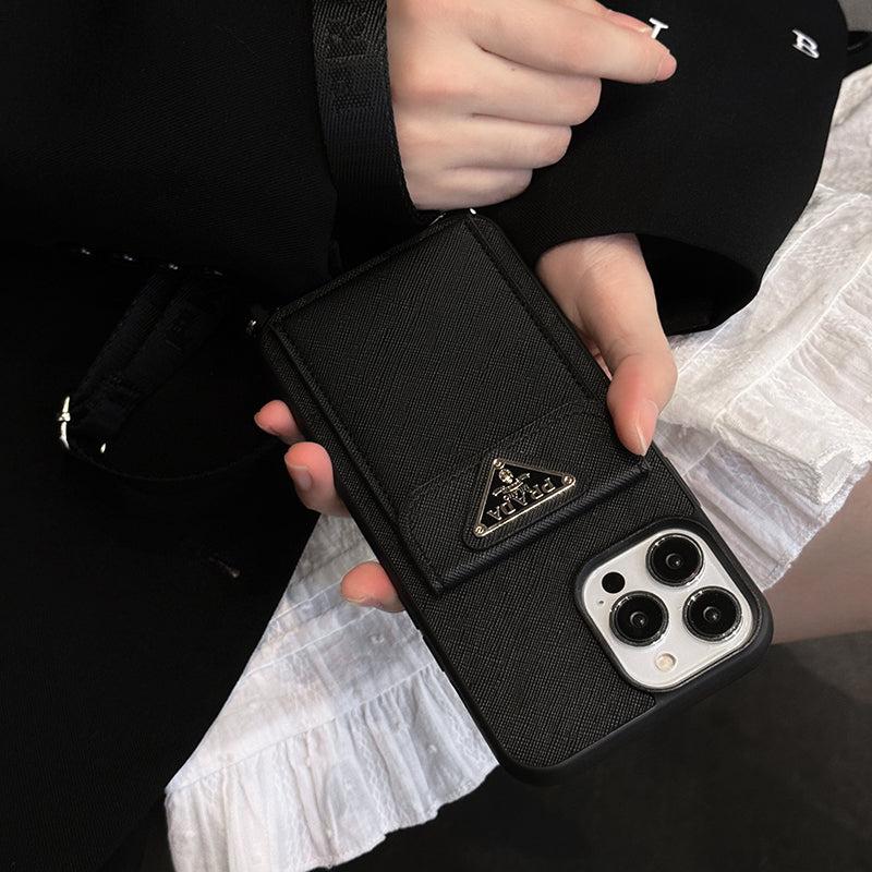 Luxury Crossbody Leather iPhone Case