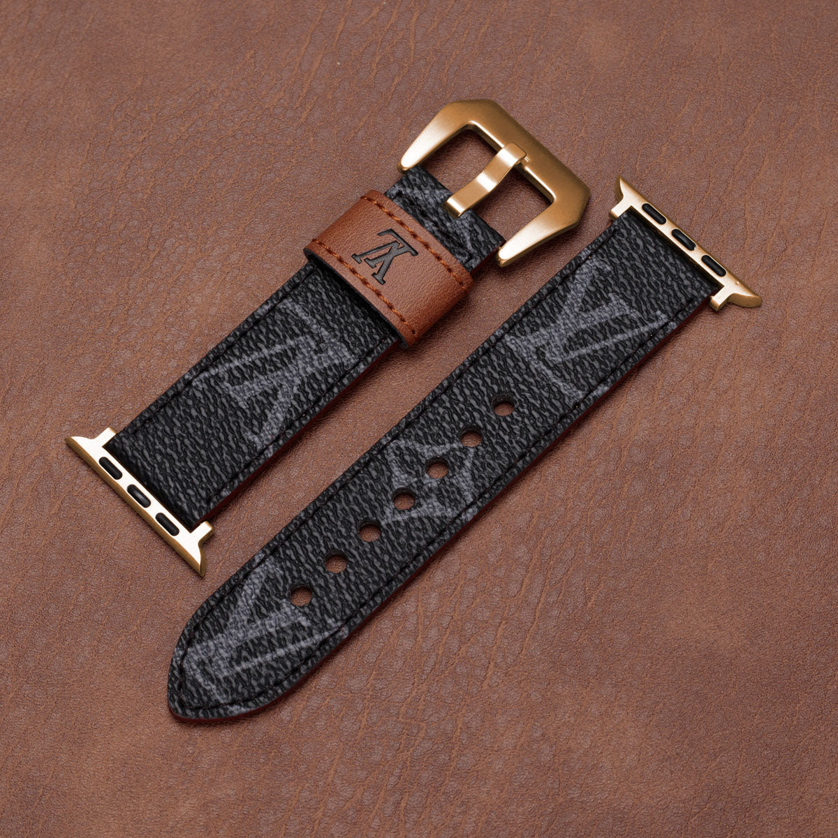 Læder Monogram Apple Watch Remme