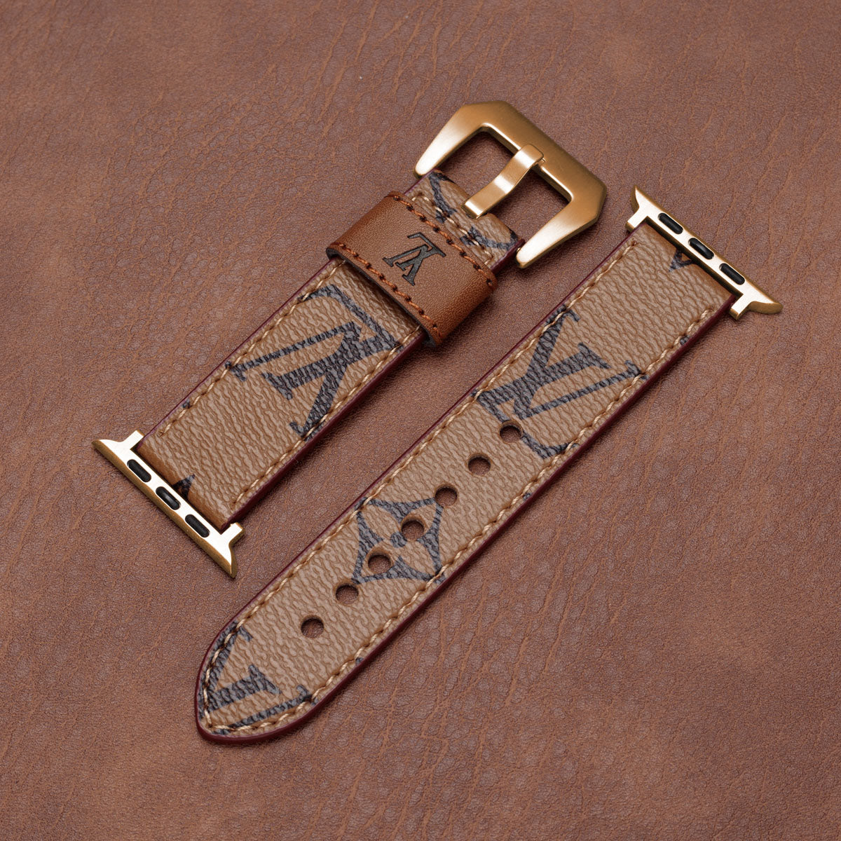 Apple-Watch-Armbänder aus Leder mit Monogramm