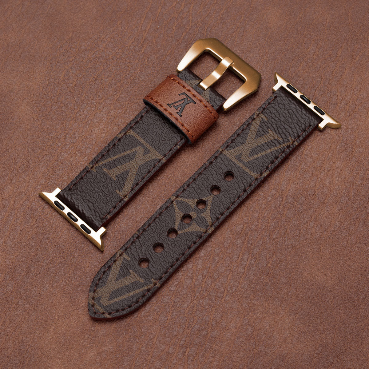 Læder Monogram Apple Watch Remme