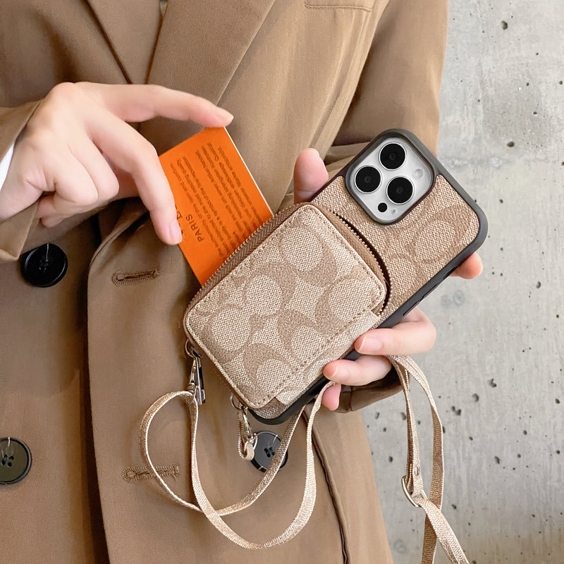 Klassisk iPhone-etui med tegnebog Kaffe-LQB241412