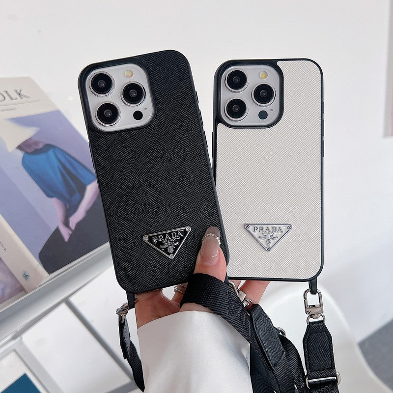 Luxuriöse iPhone-Hülle aus Leder zum Umhängen