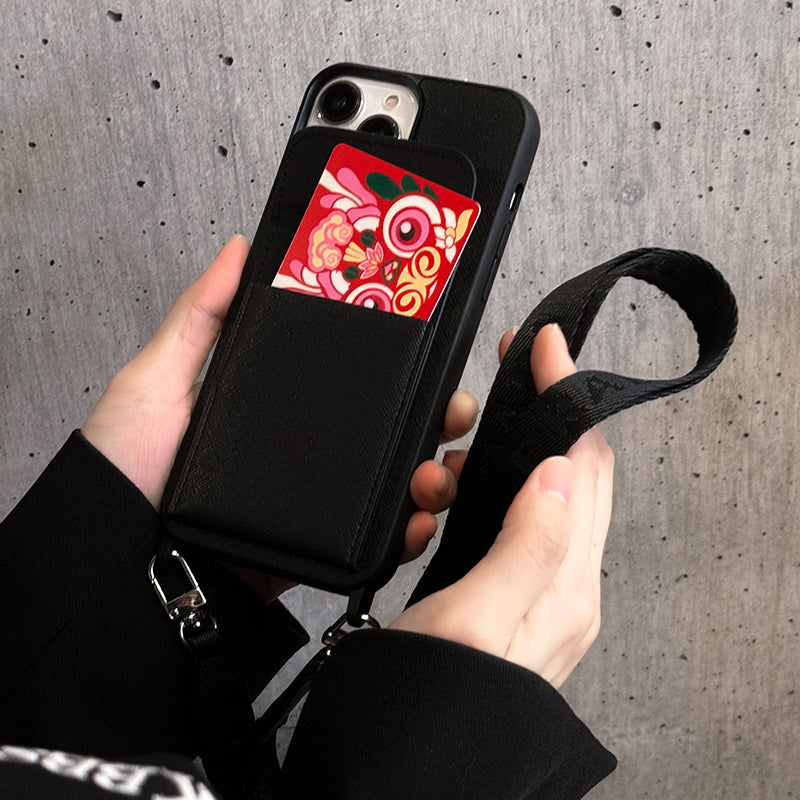 Étui pour iPhone en cuir à bandoulière de luxe