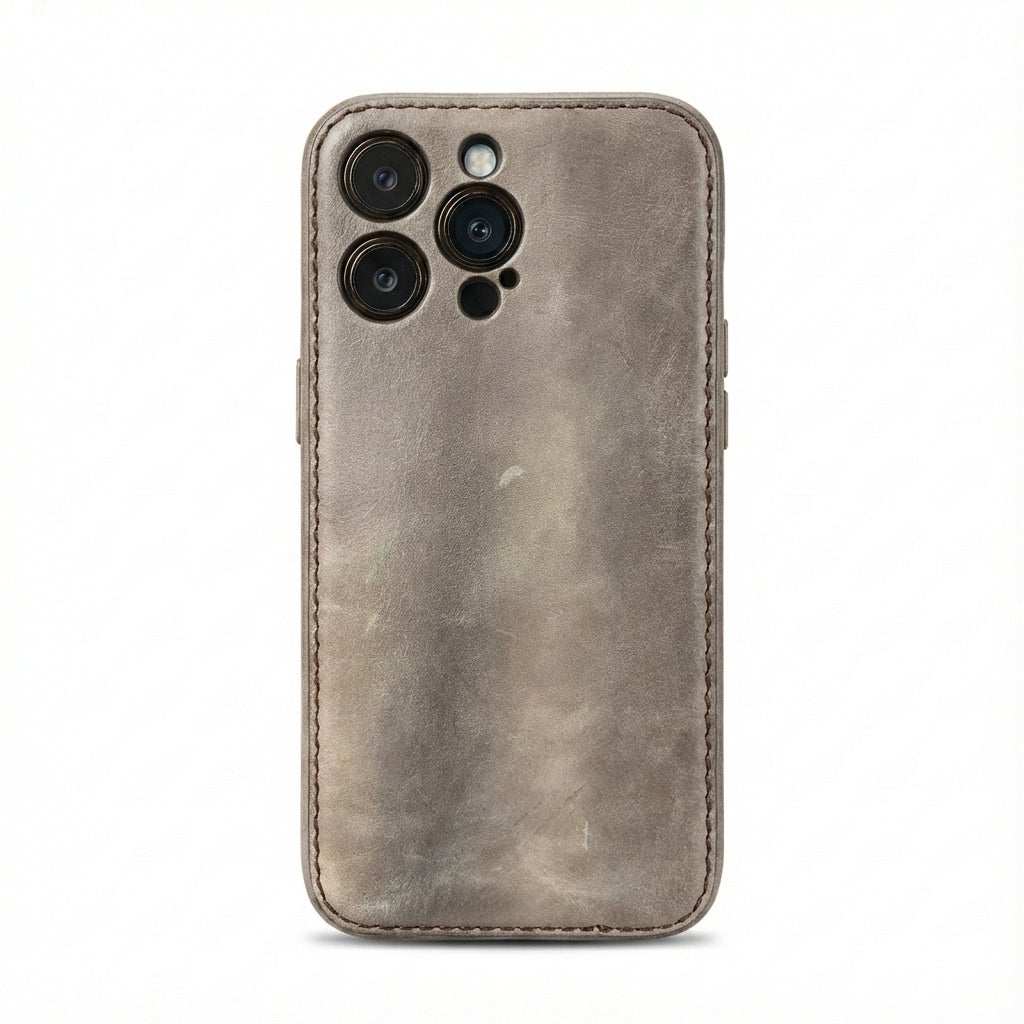 Kakavy Handcrafted Vegetable-Tanned Leather iPhone Case – Vintage Patina Edition