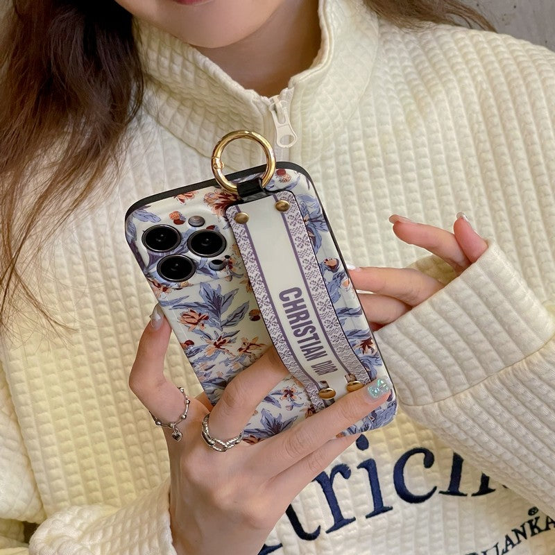 Tíska fjólublátt & Hvítt úlnliðsband iPhone hulstur