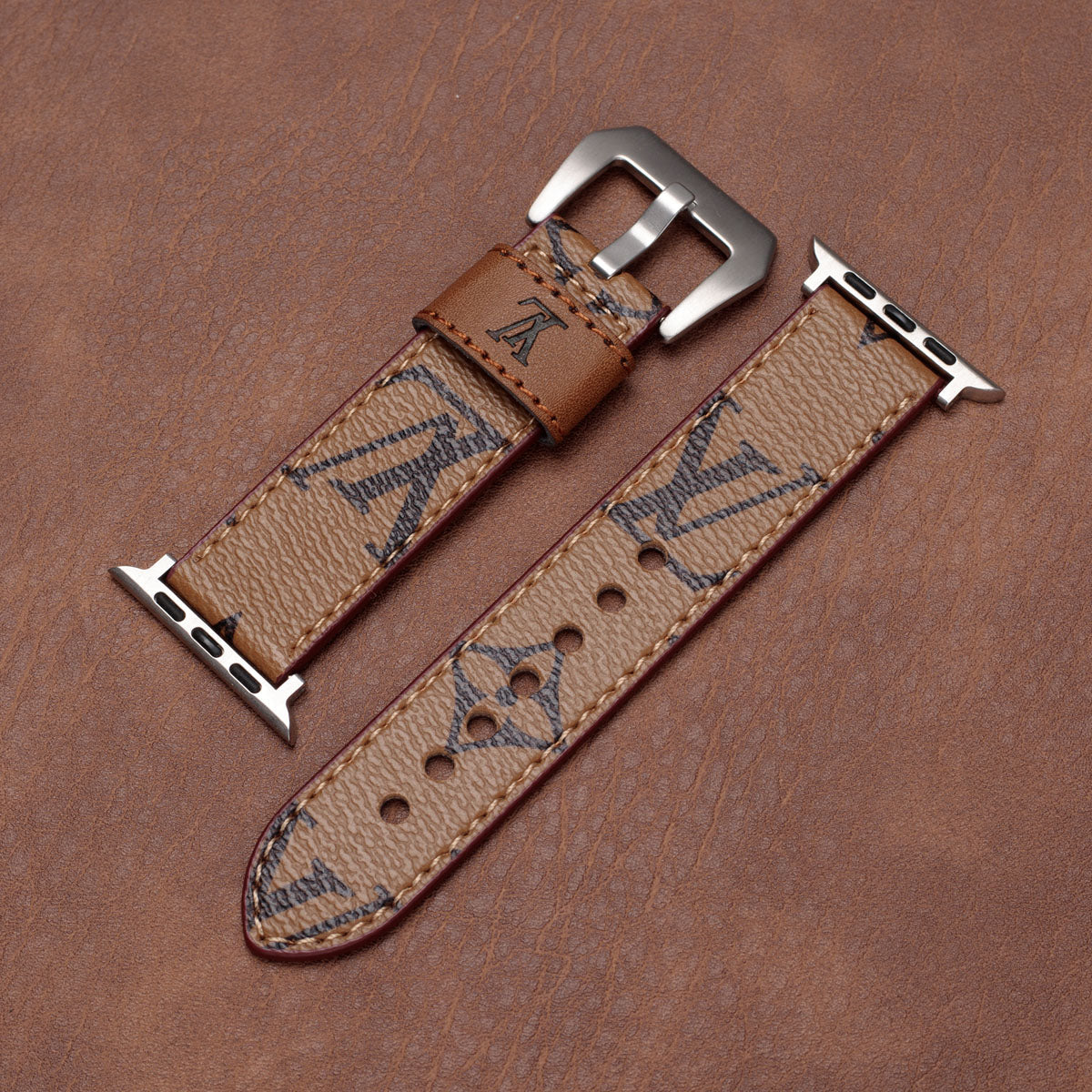 Apple-Watch-Armbänder aus Leder mit Monogramm