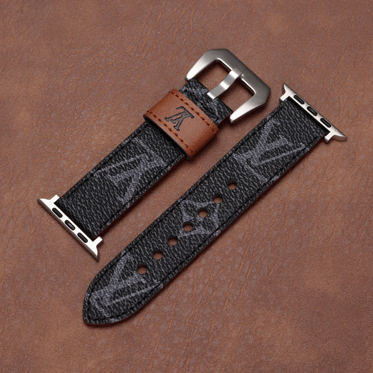 Læder Monogram Apple Watch Remme