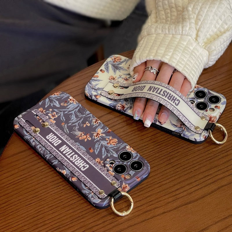 Tíska fjólublátt & Hvítt úlnliðsband iPhone hulstur