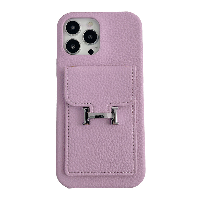 H Card Holder Leður iPhone hulstur