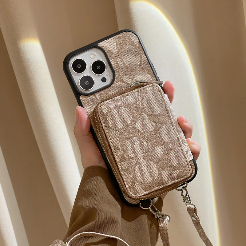 Klassisk iPhone-etui med tegnebog Kaffe-LQB241412