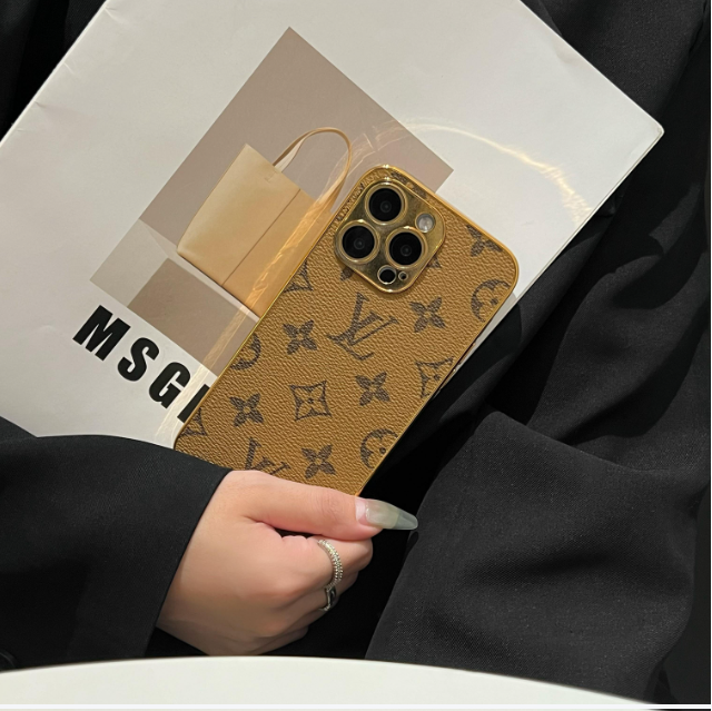 Luxury Classic Monogram iPhone Case With Electroplated Gold Edges