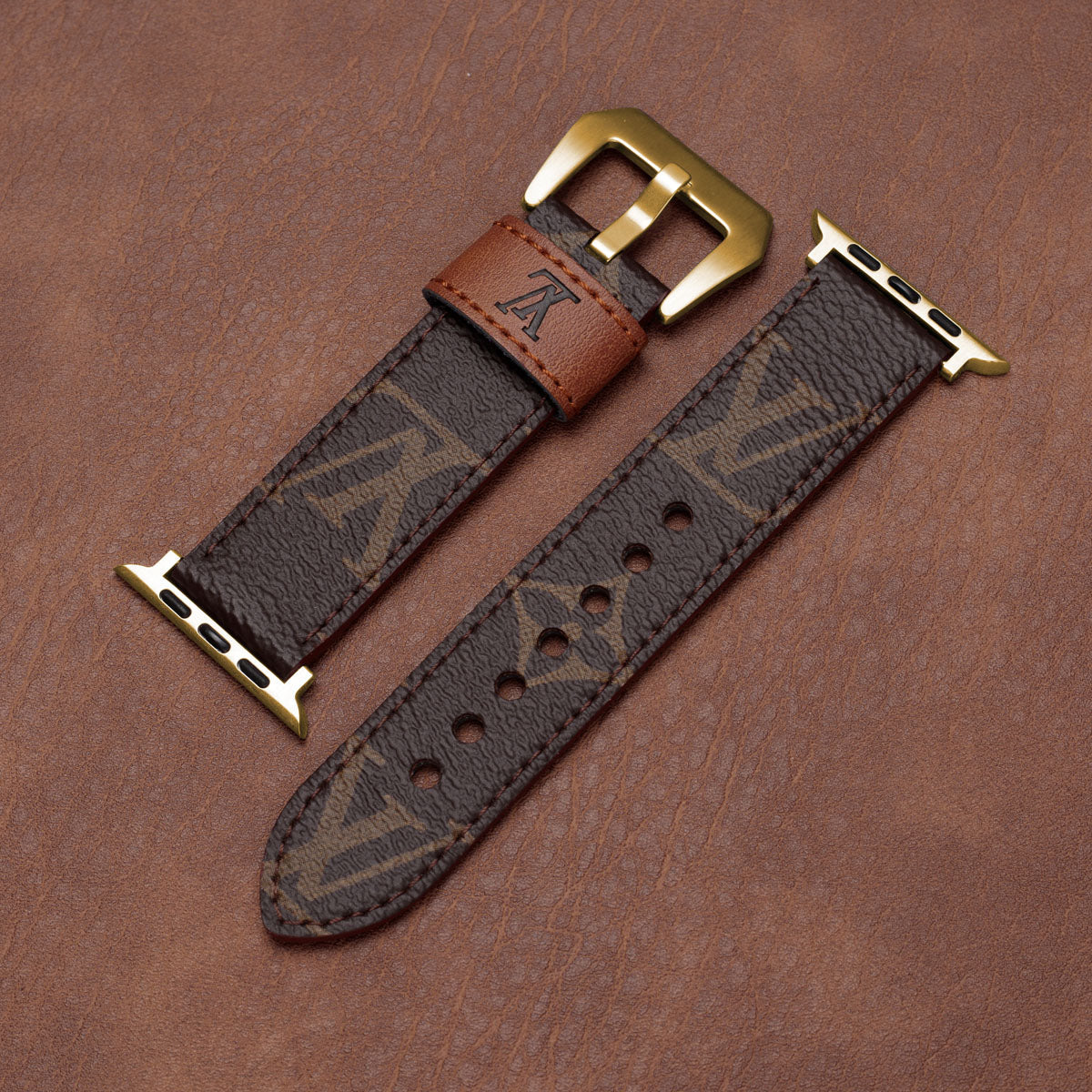 Læder Monogram Apple Watch Remme