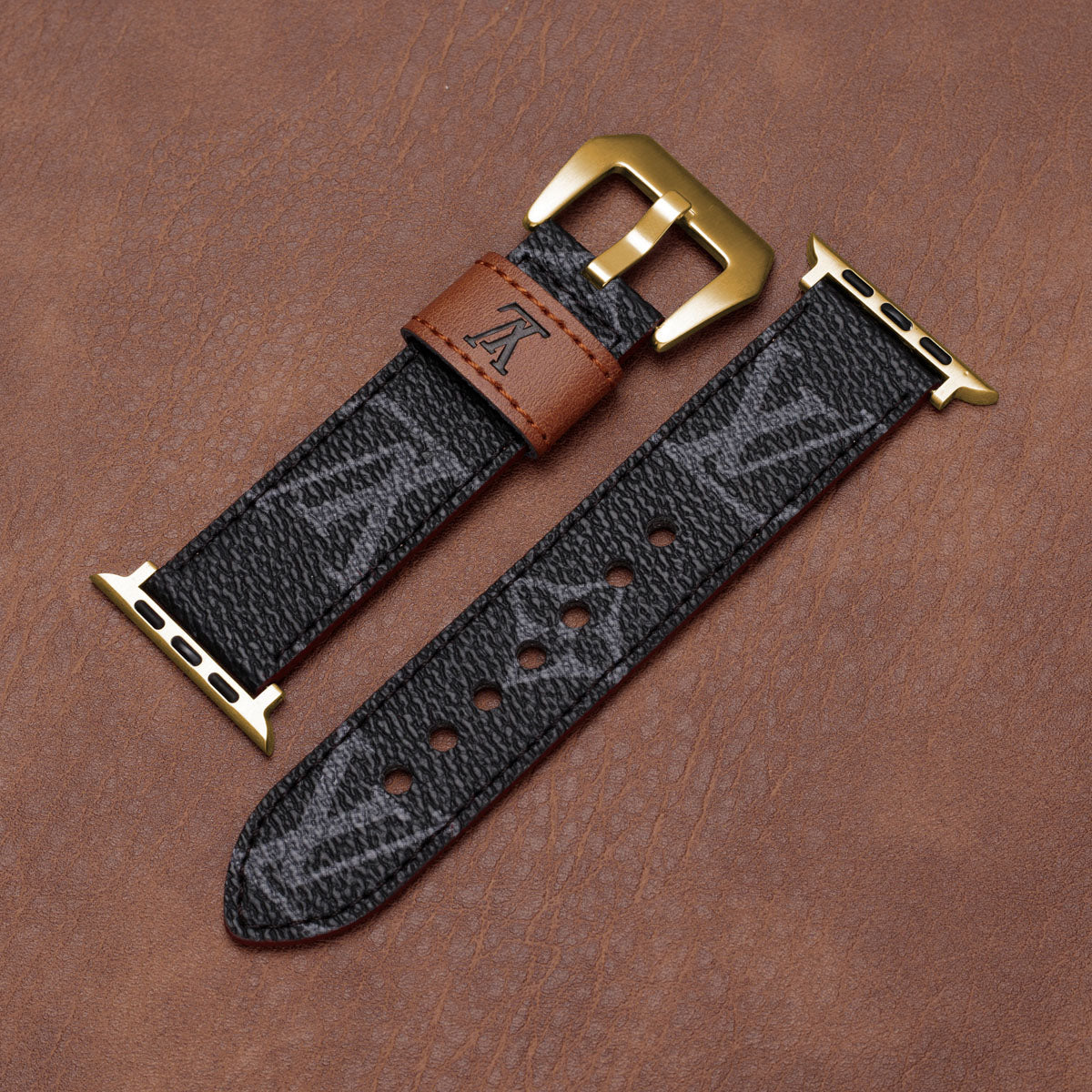 Læder Monogram Apple Watch Remme