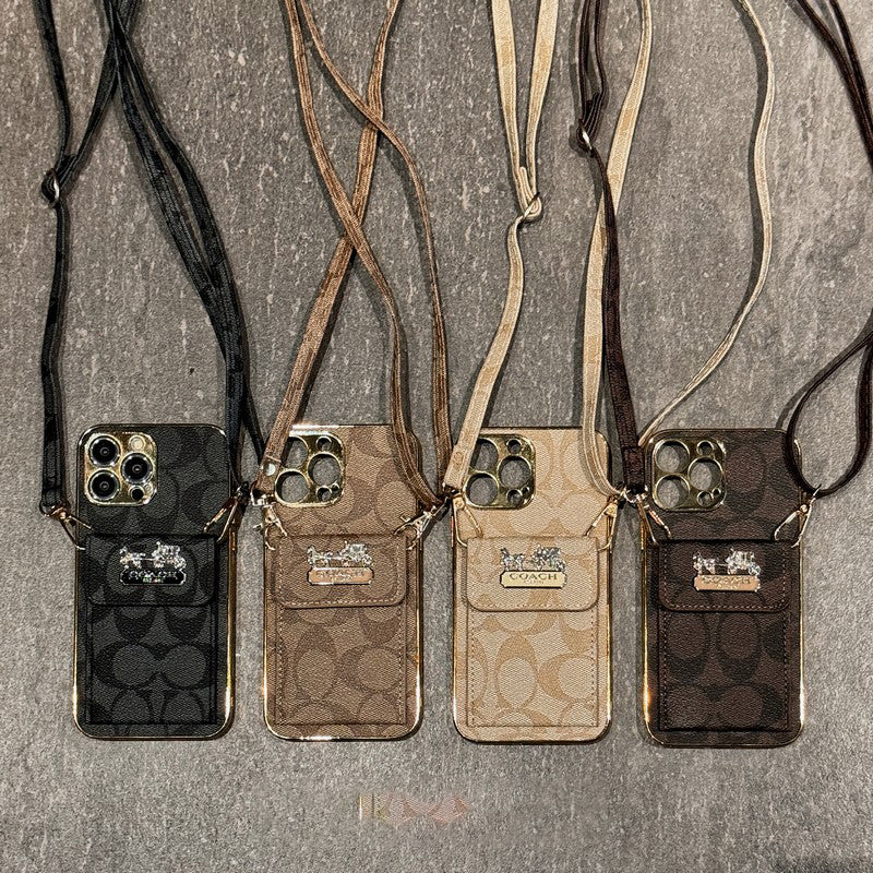 Classic Card Bag Leather Chain iPhone Case