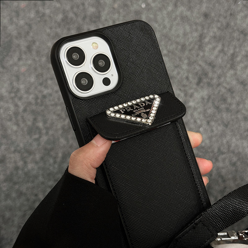 Étui pour iPhone en cuir à bandoulière de luxe