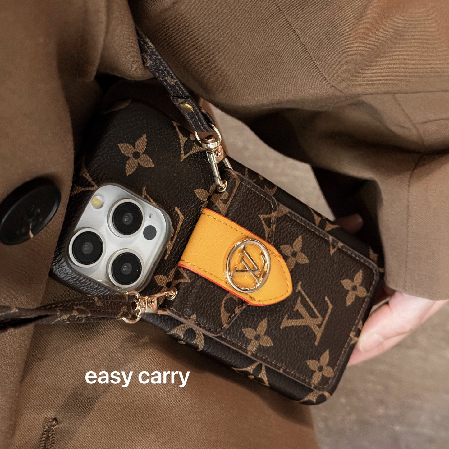 Étui pour iPhone avec chaîne de porte-cartes de luxe