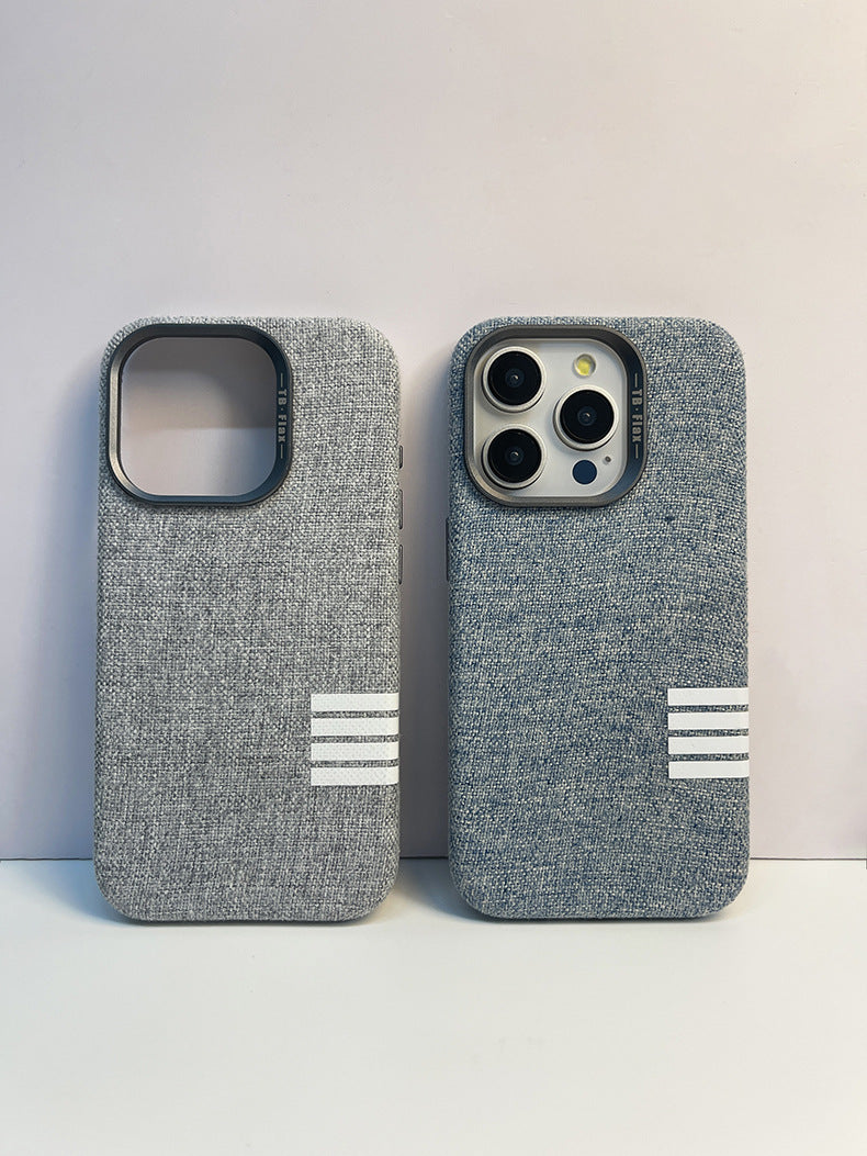 Prémium vintage lenszövet mágneses telefontok iPhone-hoz