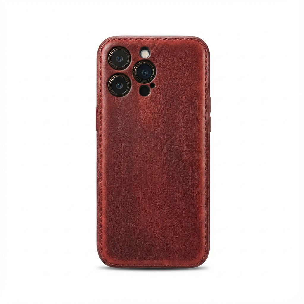 Kakavy Handcrafted Vegetable-Tanned Leather iPhone Case – Vintage Patina Edition