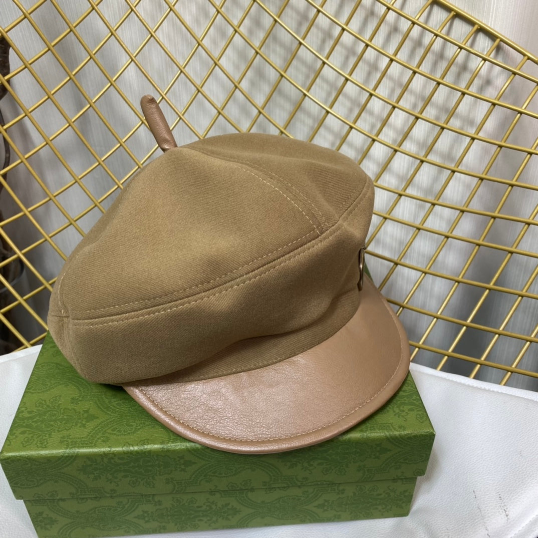 Klassisk GG Metal Logo Octagonal Flat Cap | Luksus designer kashmirhat