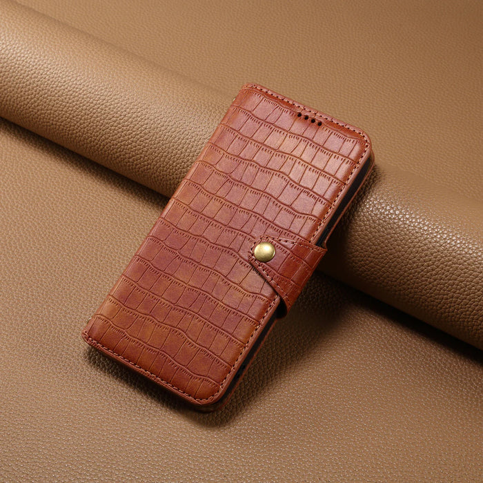 Alligator Print iPhone hulstur með veski og ól