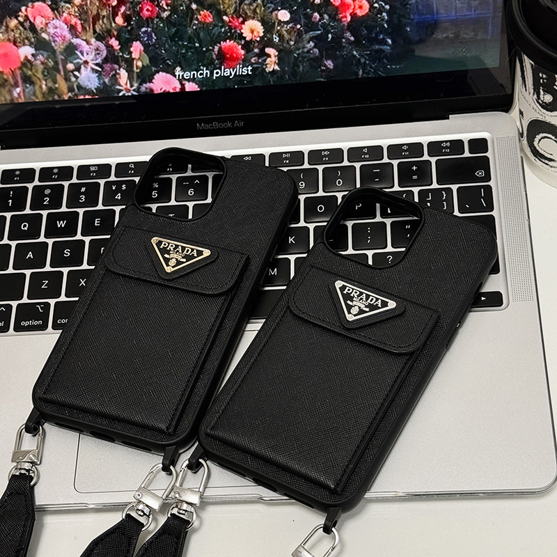 Luxury Crossbody Leather iPhone Case