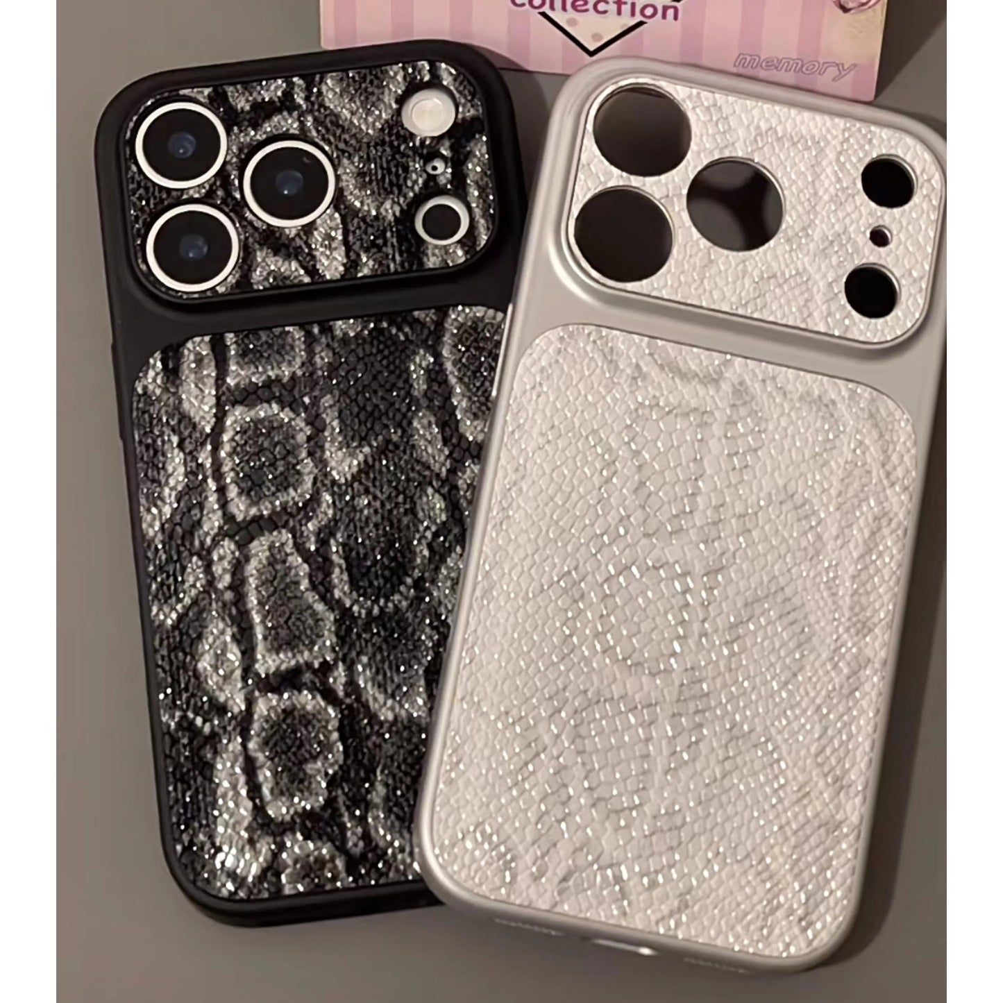 Luxuriöse iPhone-Hülle mit Schlangenhautstruktur