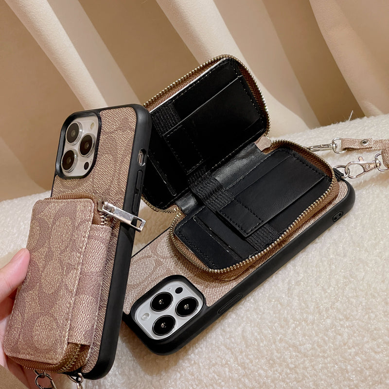 Klassisk iPhone-etui med tegnebog Kaffe-LQB241412