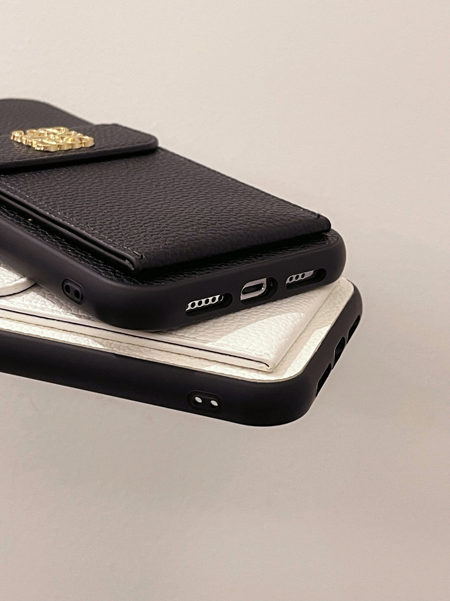 Πολυτελής θήκη για iPhone με θήκη κάρτας Μαύρη-QBK240603