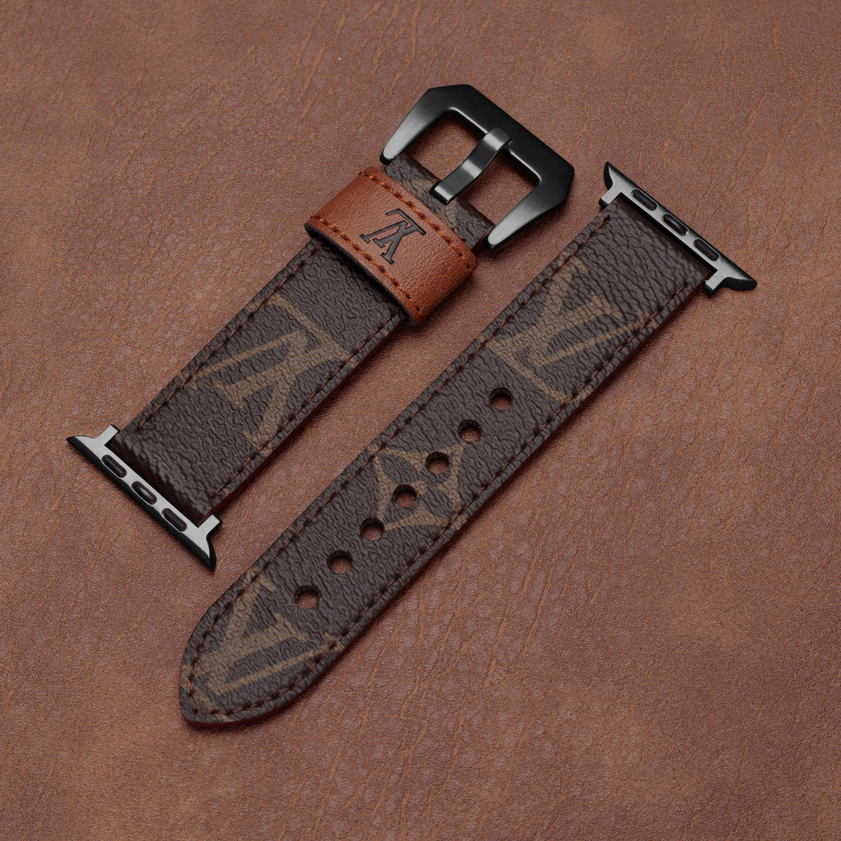 Læder Monogram Apple Watch Remme